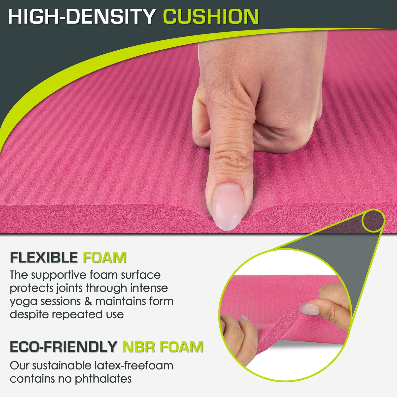 Extra Thick 15mm 5/8 Yoga Knee Pad Elbow Cushion Pilates Floor Workout Mat