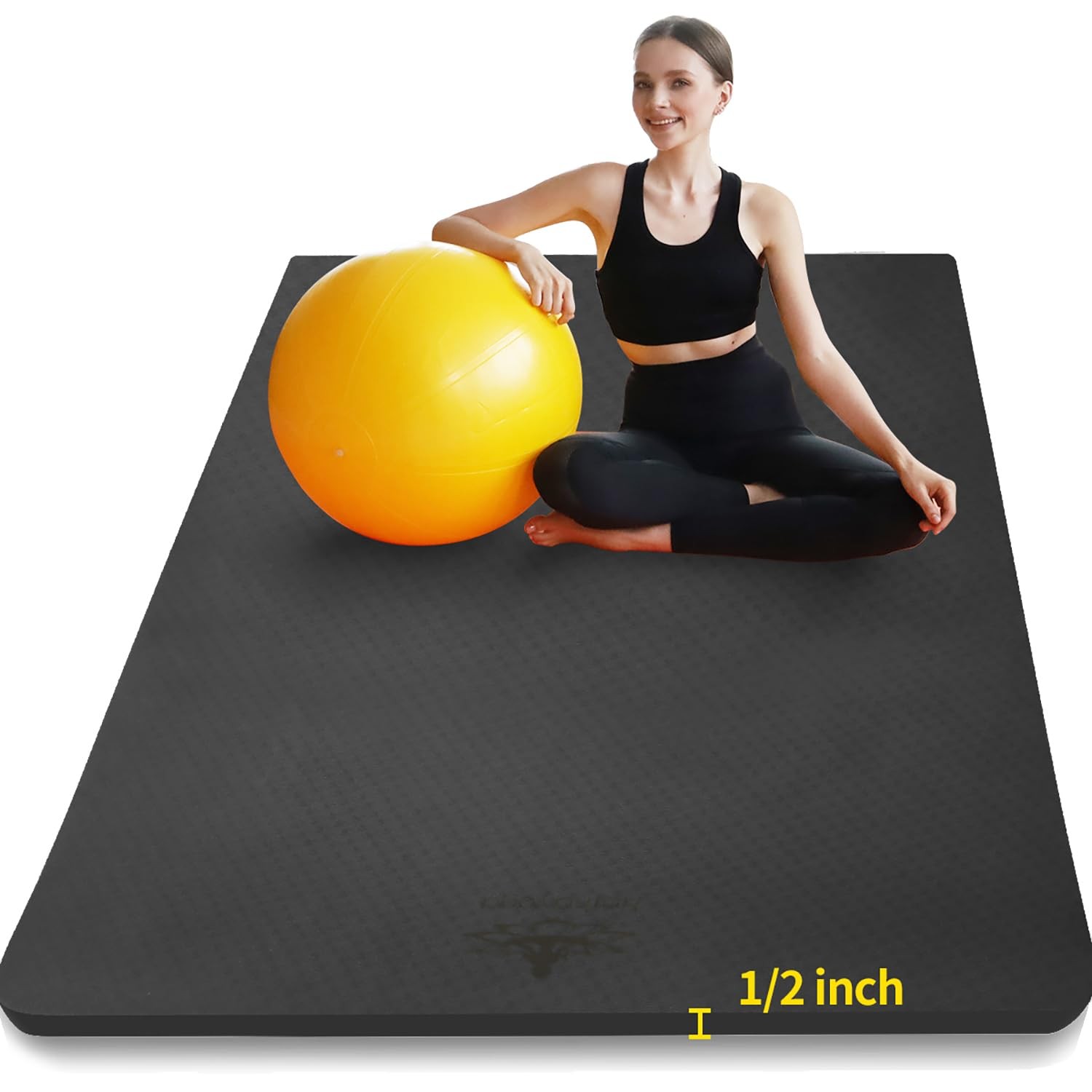 Large TPE Yoga Mat 6’x4’x1/2″ Extra Thick Non-Slip Exercise Mat – for Yoga Pi…