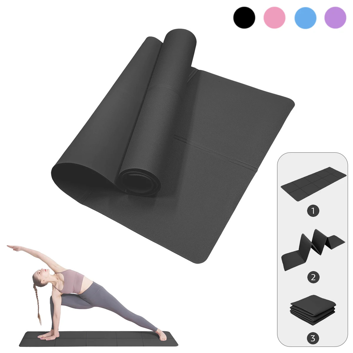 4MM EVA Yoga Mat Anti-Slip Fitness Exercise Mat for Yoga Pilates Gym Workout