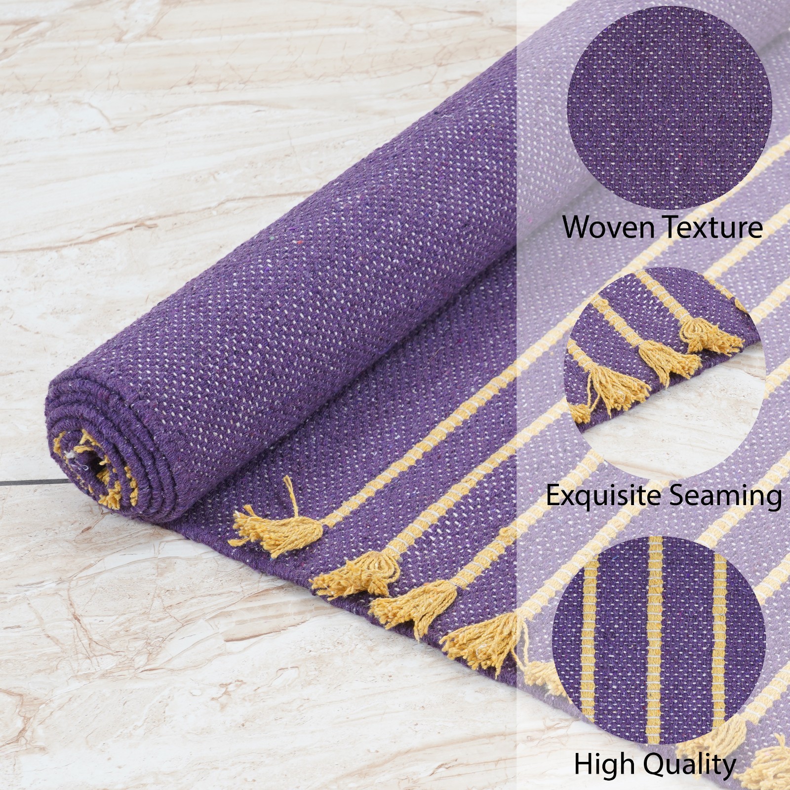 Premium Handwoven Cotton Yoga Mat Soft Eco Friendly Meditation Exercise