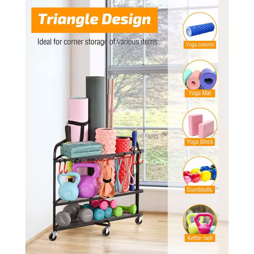 Heavy-Duty Dumbbell and Yoga Mat Storage Rack for Home Gym