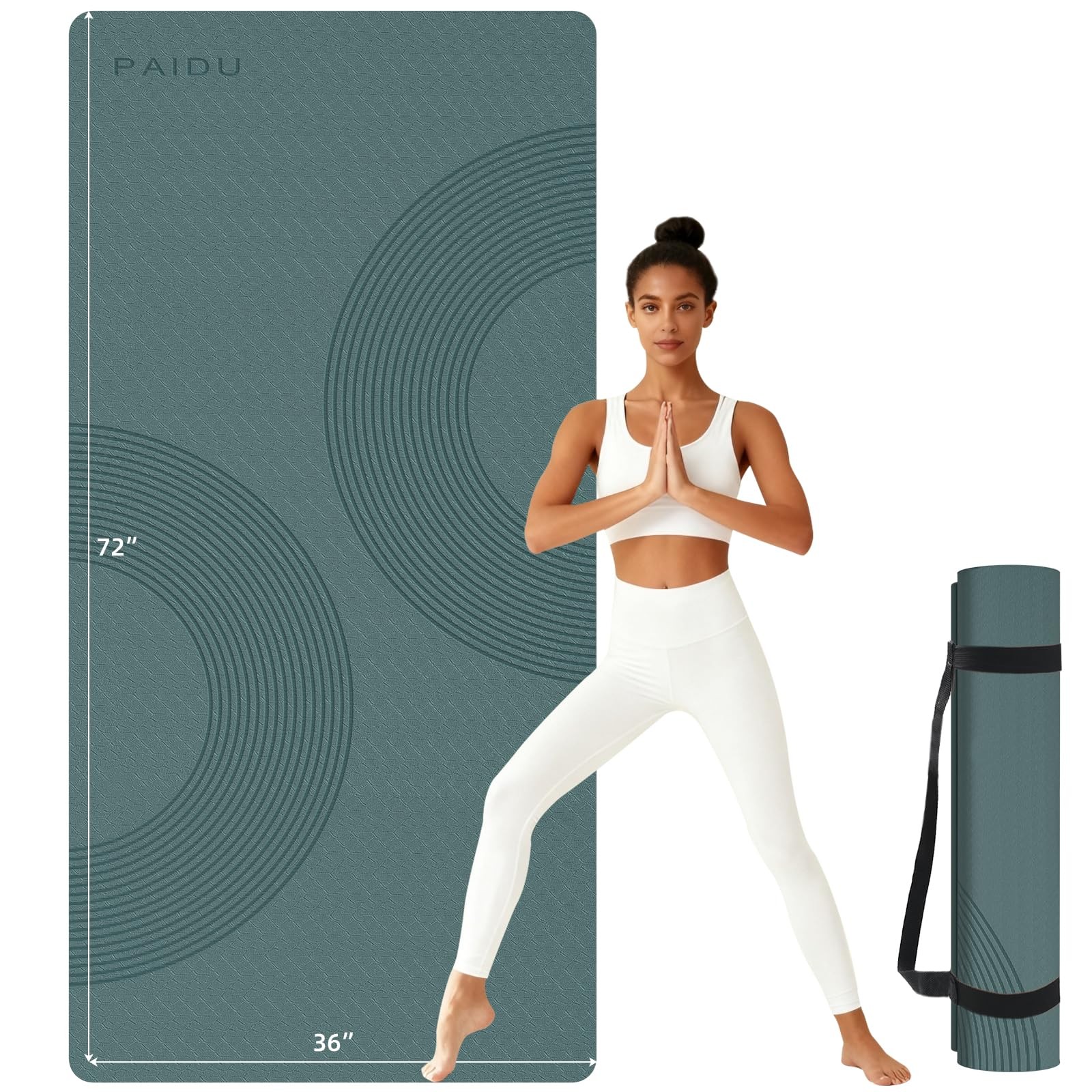 Large Yoga Mat, 72″ x 36″ x 2/5″（10MM） Thick Non-Slip Exercise Mat, SGS-Certi…