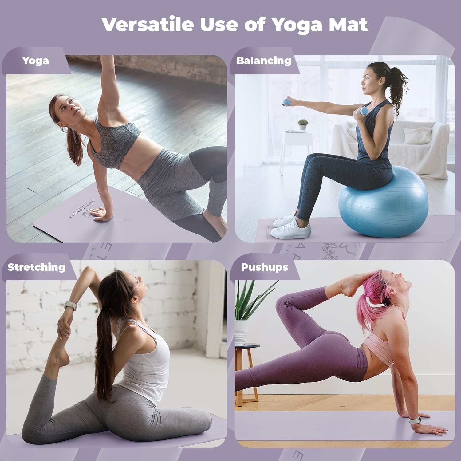 Non-Slip Yoga Mat – Double-Layered Exercise Mat for Pilates, Meditation, Exer…