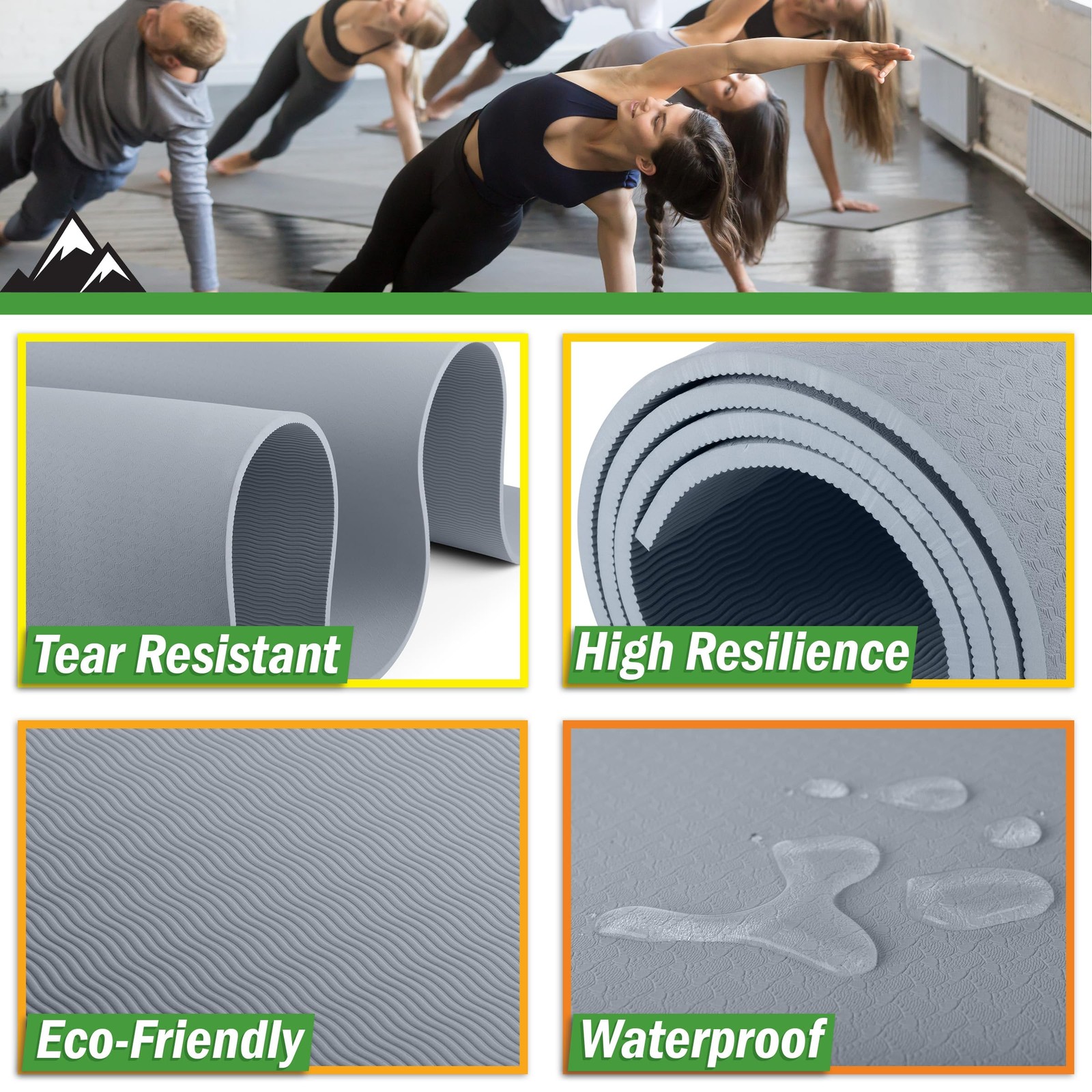 Large Yoga Mat – 6’x4’ Wide Exercise Mat – 8mm Thick Waterproof Non-Slip Work…