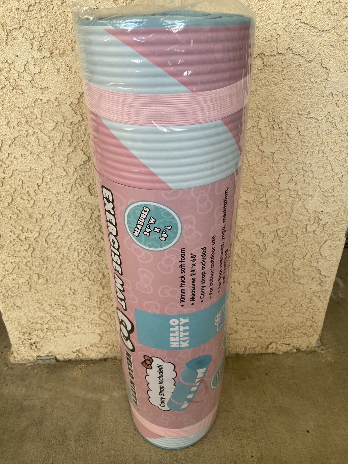 New Hello Kitty Exercise Yoga Mat BLUE! Rare & HTF! 24″W×68″L