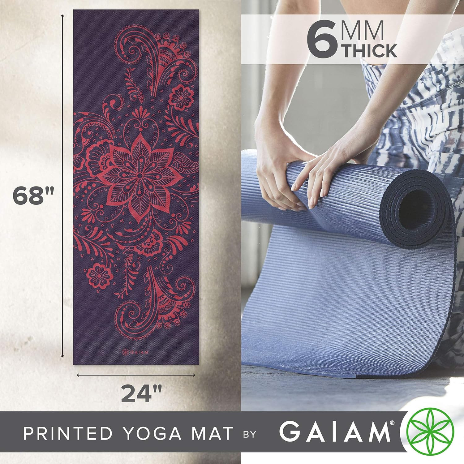 Yoga Mat – Premium 6Mm Print Extra Thick Non Slip Exercise & Fitness Mat for All