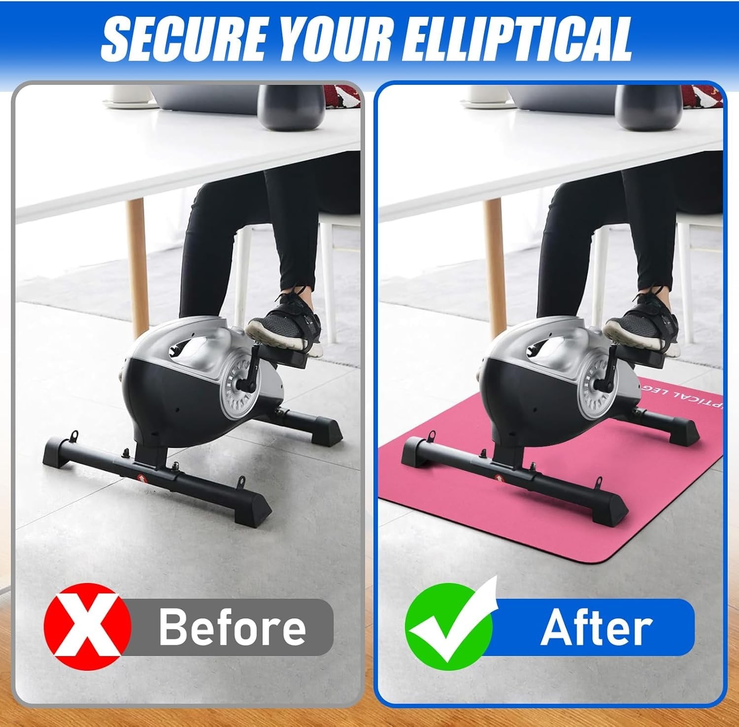 Stability-Enhancing Non-Slip Mat for Electric Seated Foot Pedal Exerciser, 23.6″