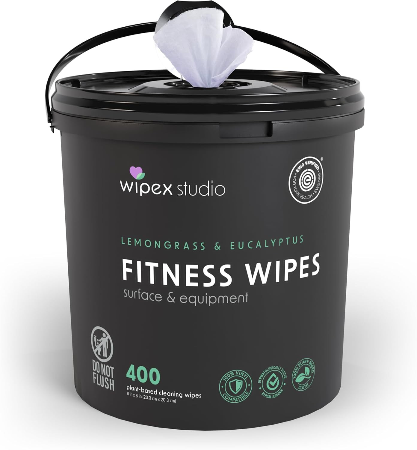 Yoga Mat Cleaner Wipes, EWG Verified, 400 Ct Plant-Based Lemongrass, Eucalyptus