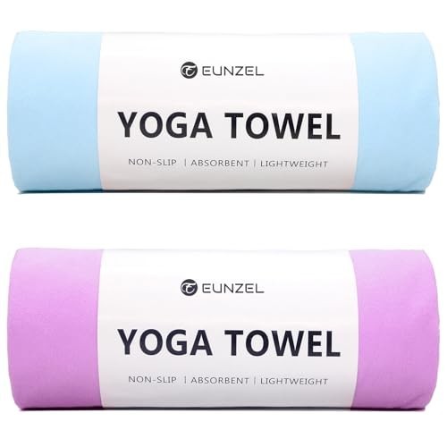 Non Slip Yoga Towel 2 Pack 72×26.5 Inch Microfiber Sweat Absorbent for Hot Yoga