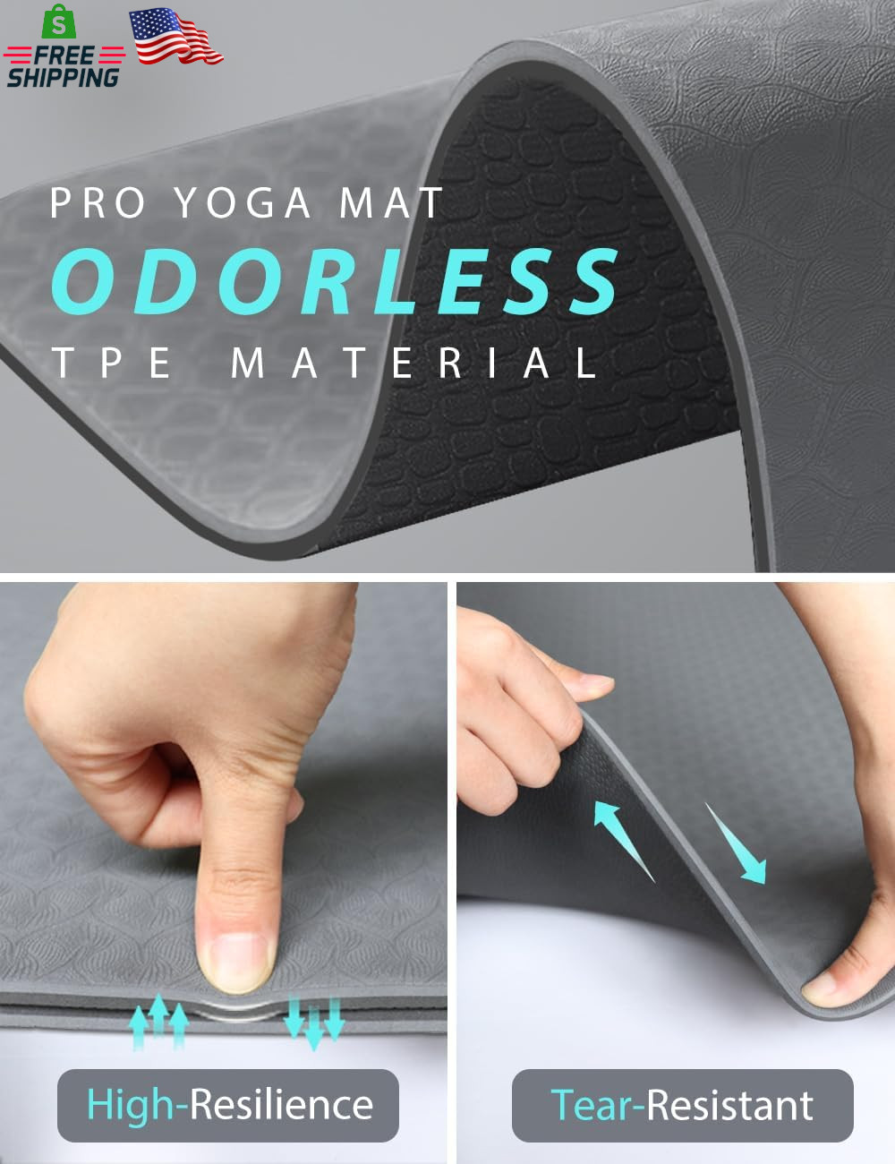 Yoga Mat Double-Sided Non Slip, 72” X 32” X 7Mm – Extra Wide & Thick Yoga Mat
