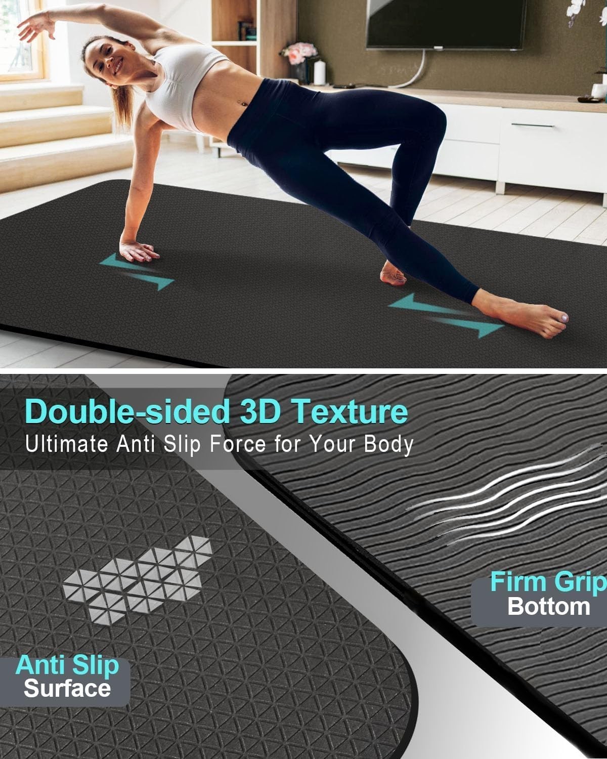 Extra Long & Wide Thick Yoga Mat 84”x32”x7mm Oversized Yoga Mat Double-Sided