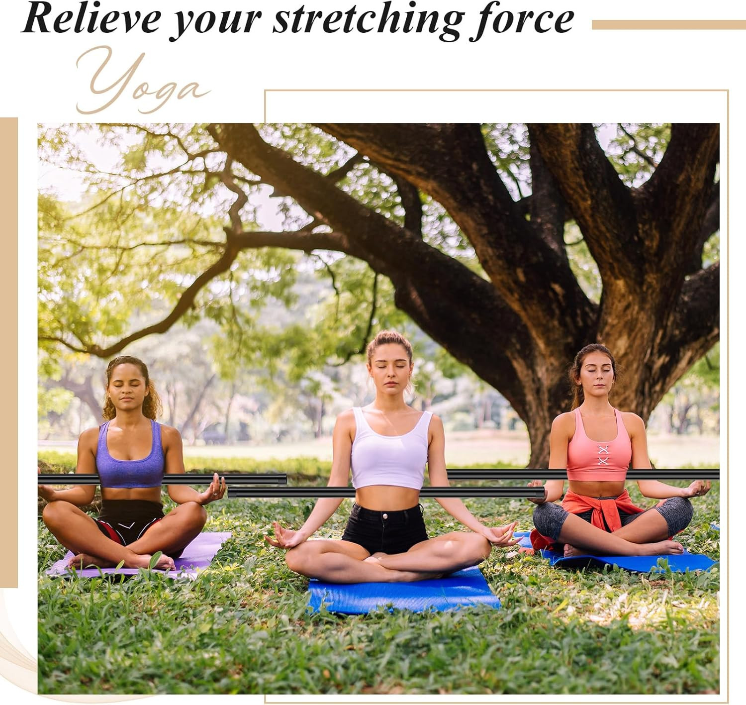 6/9 Pcs 5Ft Yoga Stick Bamboo Stretching Tool with Non-Slip Ends