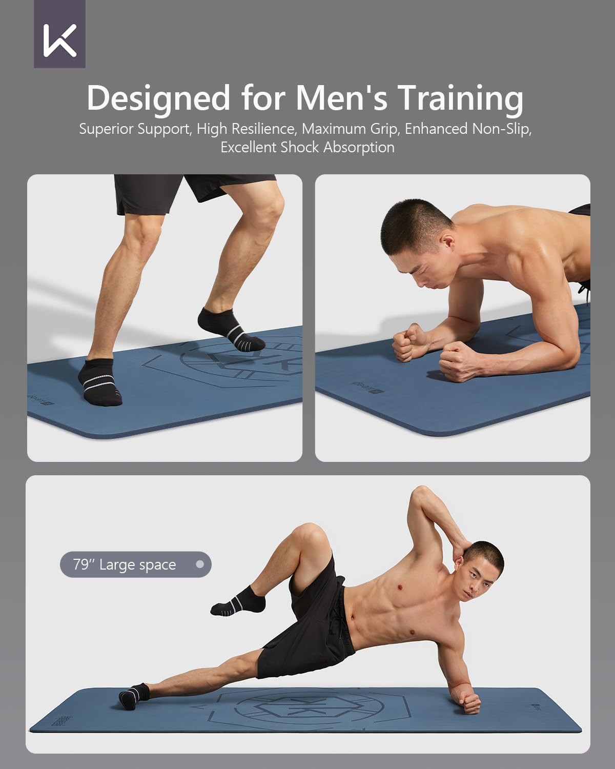 Large Yoga Mat 79″x39″ for Men, 7mm Extra Thick & Oversized Exercise Mat, Non…