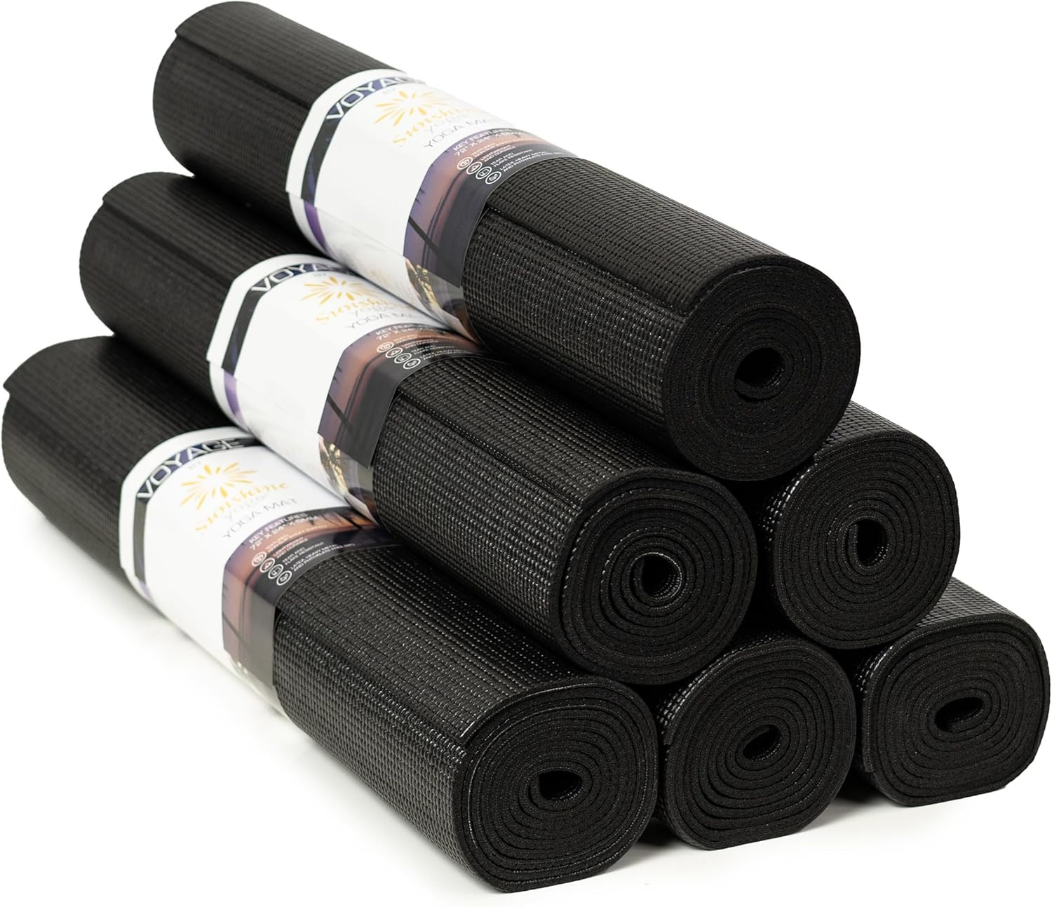 6 Pack Yoga Mats 72×24 Inch 5mm Non Slip Exercise Fitness Workout Mats