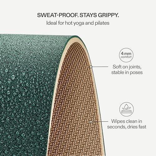 Premium Yoga Mat – Sweat-Activated Non-Slip PU Grip I Natural Rubber Dark Green
