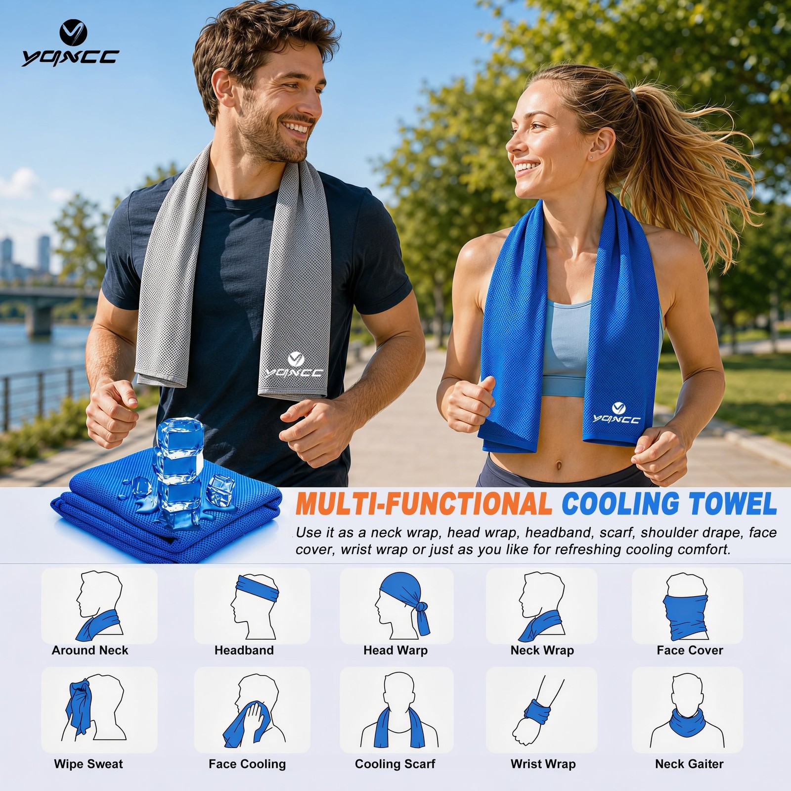 YQXCC 4 Pack Cooling Towels 40″x12″, Cool Ice Towels for Neck & Face | Coolin…