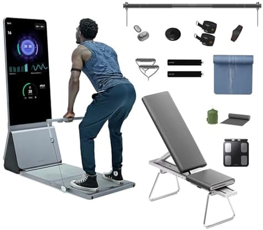 K1 Smart Home Gym Bundle: Yoga Mat, Extender Belt & Workout Towel Included