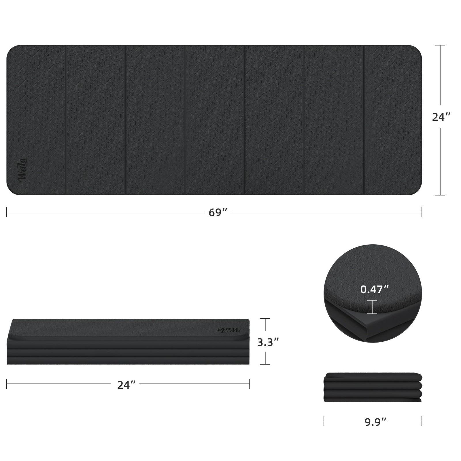 1/2 Inch Extra Thick Yoga Mat Pilates Equipment, 70″x24″ Odorless Workout Mat…