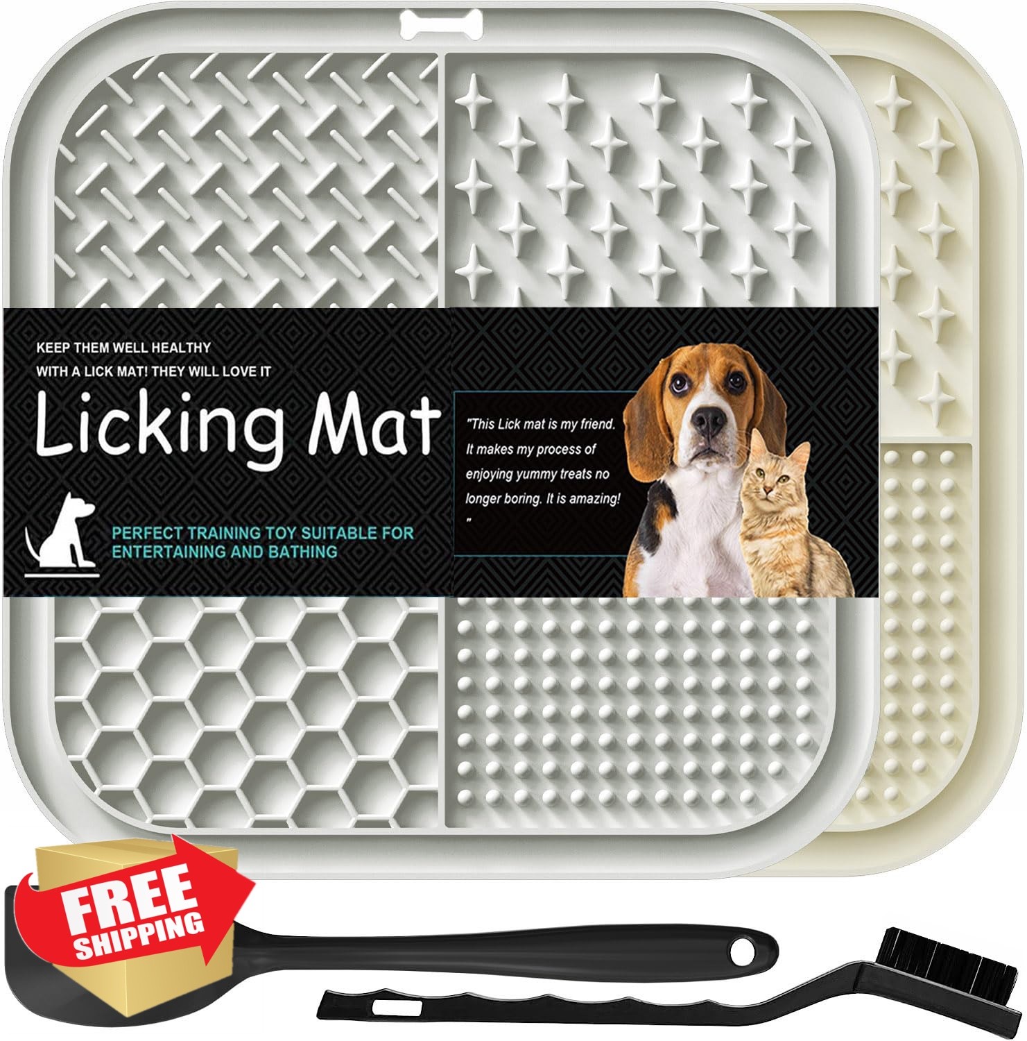 Lesipee Licking Mat 2 Pack Grey Beige