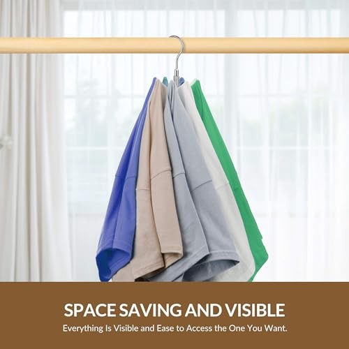 Space Saving Hangers for Clothes,Rotatable Sturdy Shirt Hangers 2 Pack Silver