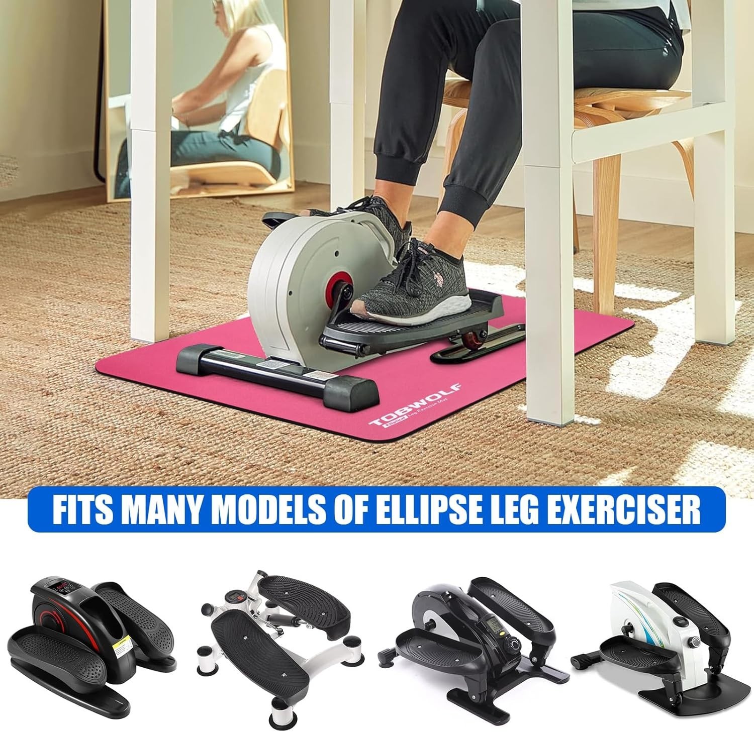 Stability-Enhancing Non-Slip Mat for Electric Seated Foot Pedal Exerciser, 23.6″