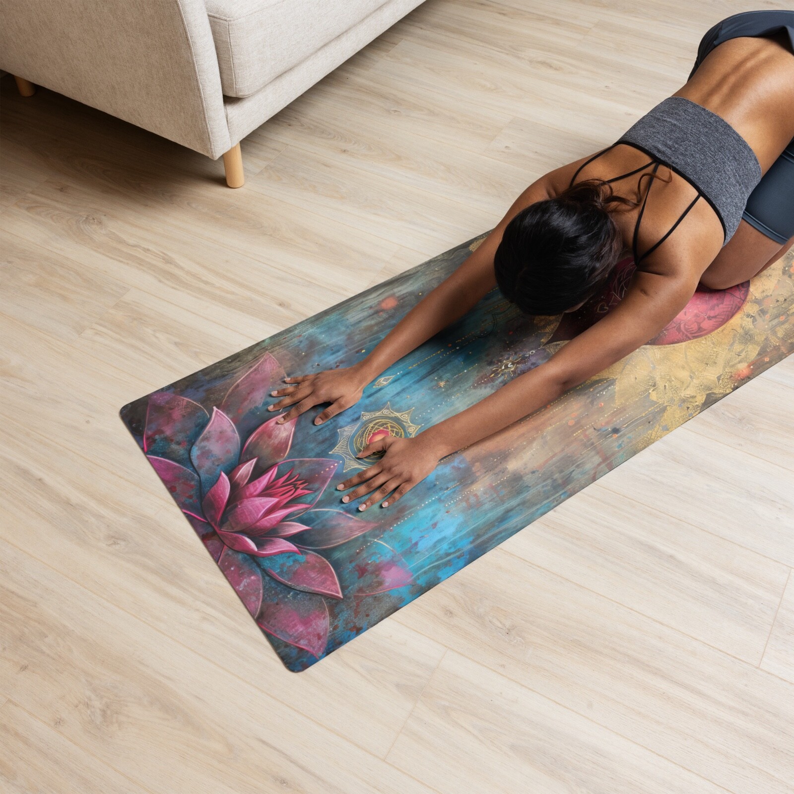 “Patient Heart” Chakra Yoga Mat Meditation Art Yoga Gift FREE SHIP + Carry Strap