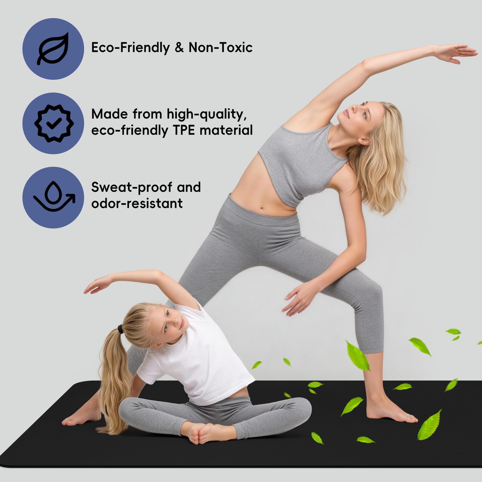 Extra Wide Yoga Mat 72″ x 32″, 6mm Non Slip TPE Exercise Mat with Carrying St…