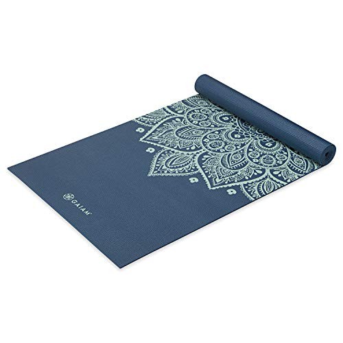 Gaiam Premium Yoga Mat,5MM, Navy/Teal
