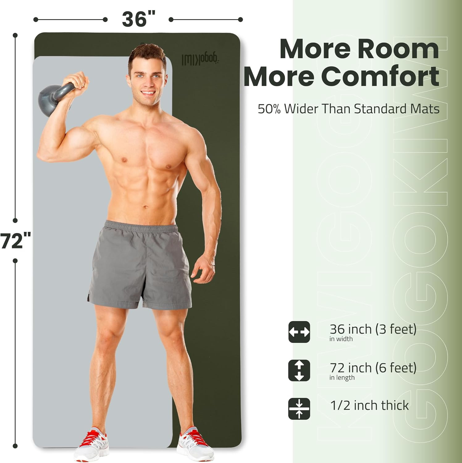 Extra Wide Yoga Mat for Men Women (72″L X 36″W) Non Slip Fitness & Exercise Mat