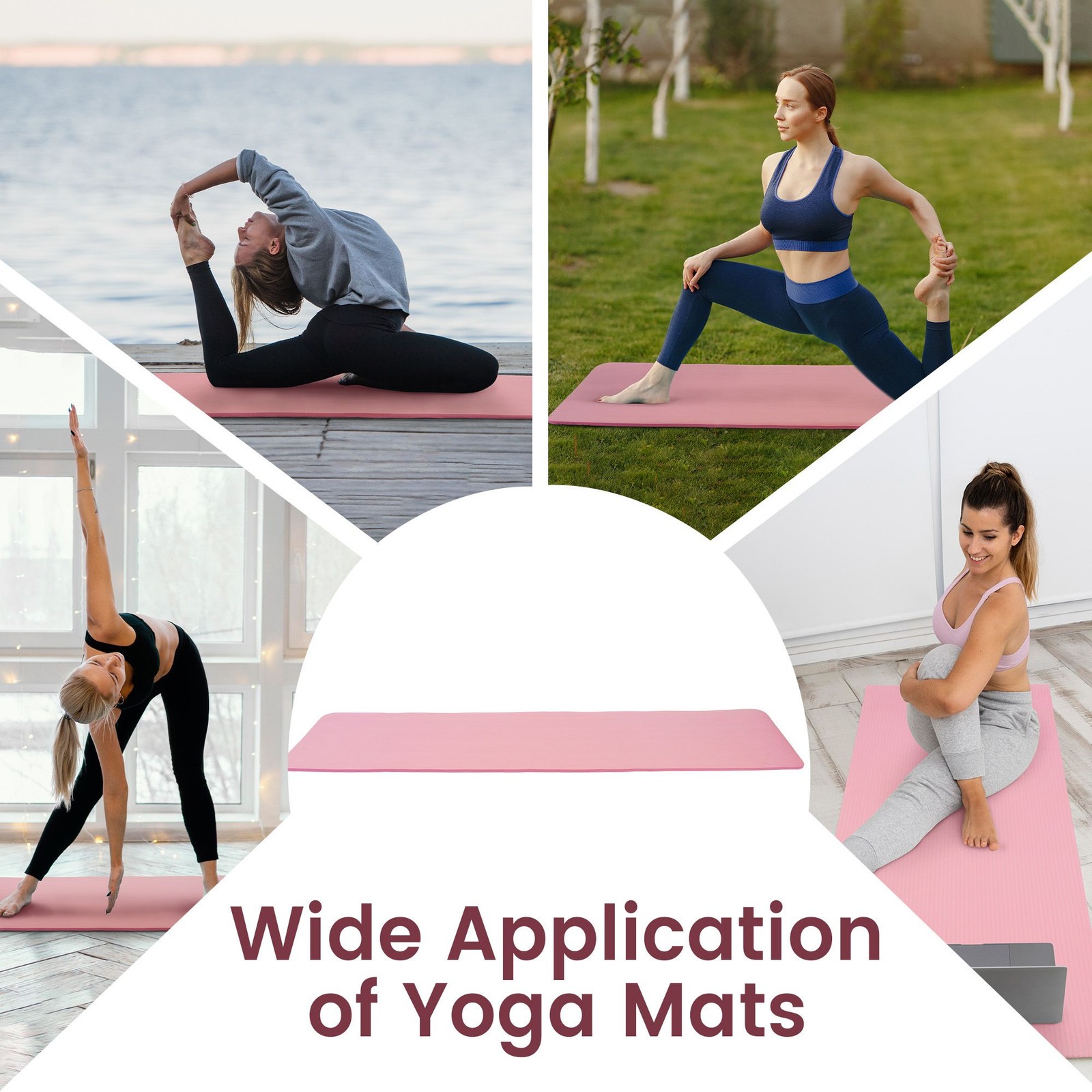 Fitvids 1/2″ Thick High Density Exercise Yoga Mat, Carrying Strap Pink(Open Box)