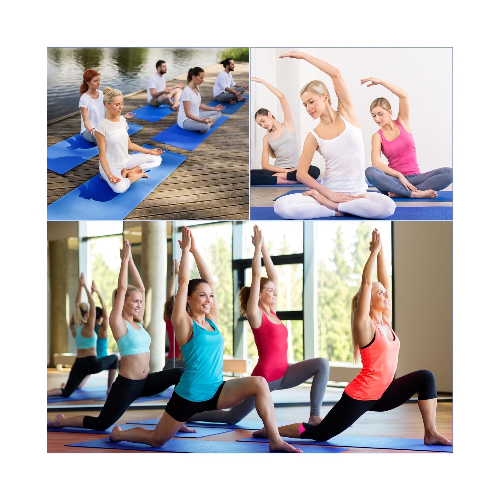 Funtery 24 Pcs 3 mm Thick Yoga Mat Exercise Workout Mat Non Slip Fitness Yoga…