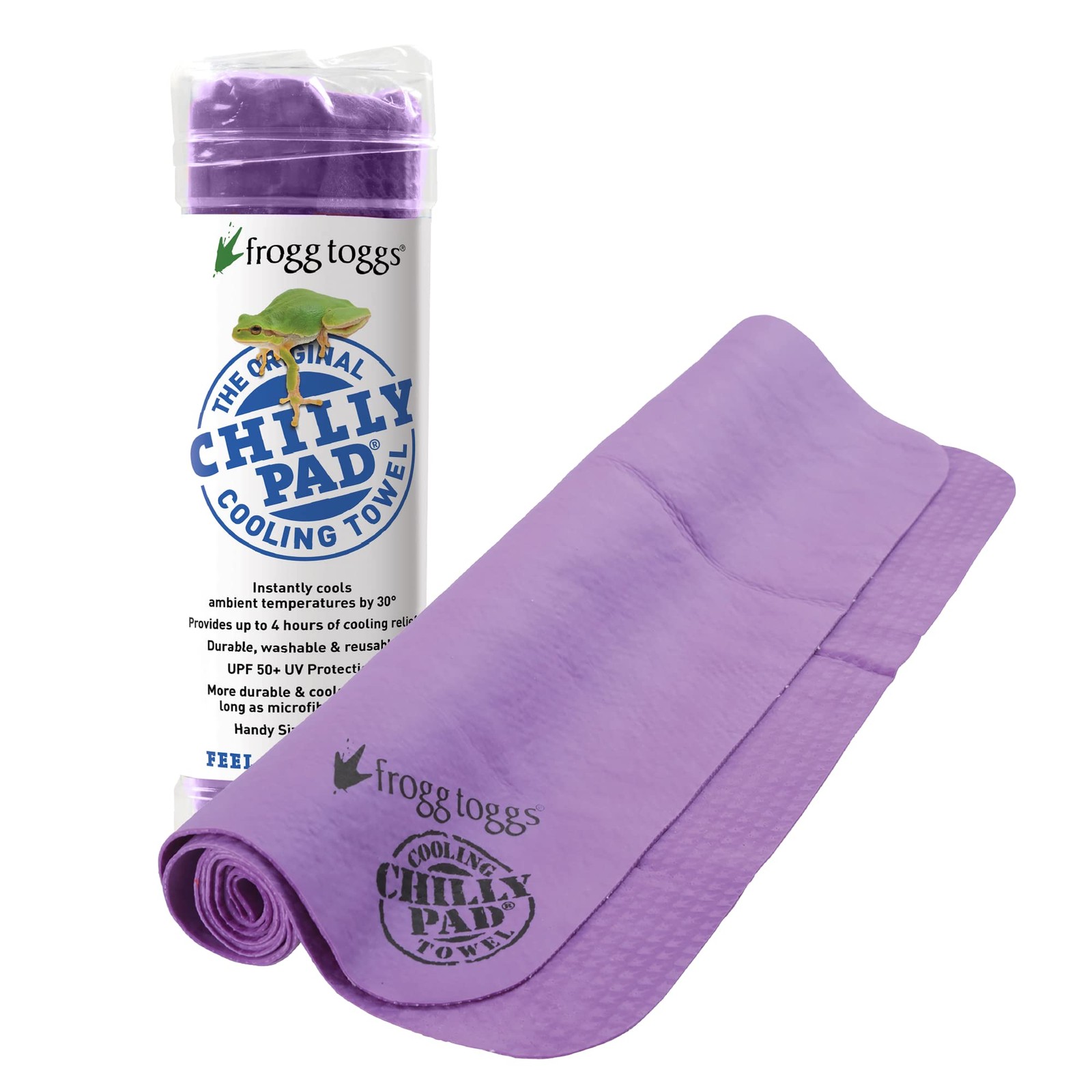 FROGG TOGGS Poly Vinyl Alcohol Chilly Pad, Instant Cooling 33×13, Deep Purple