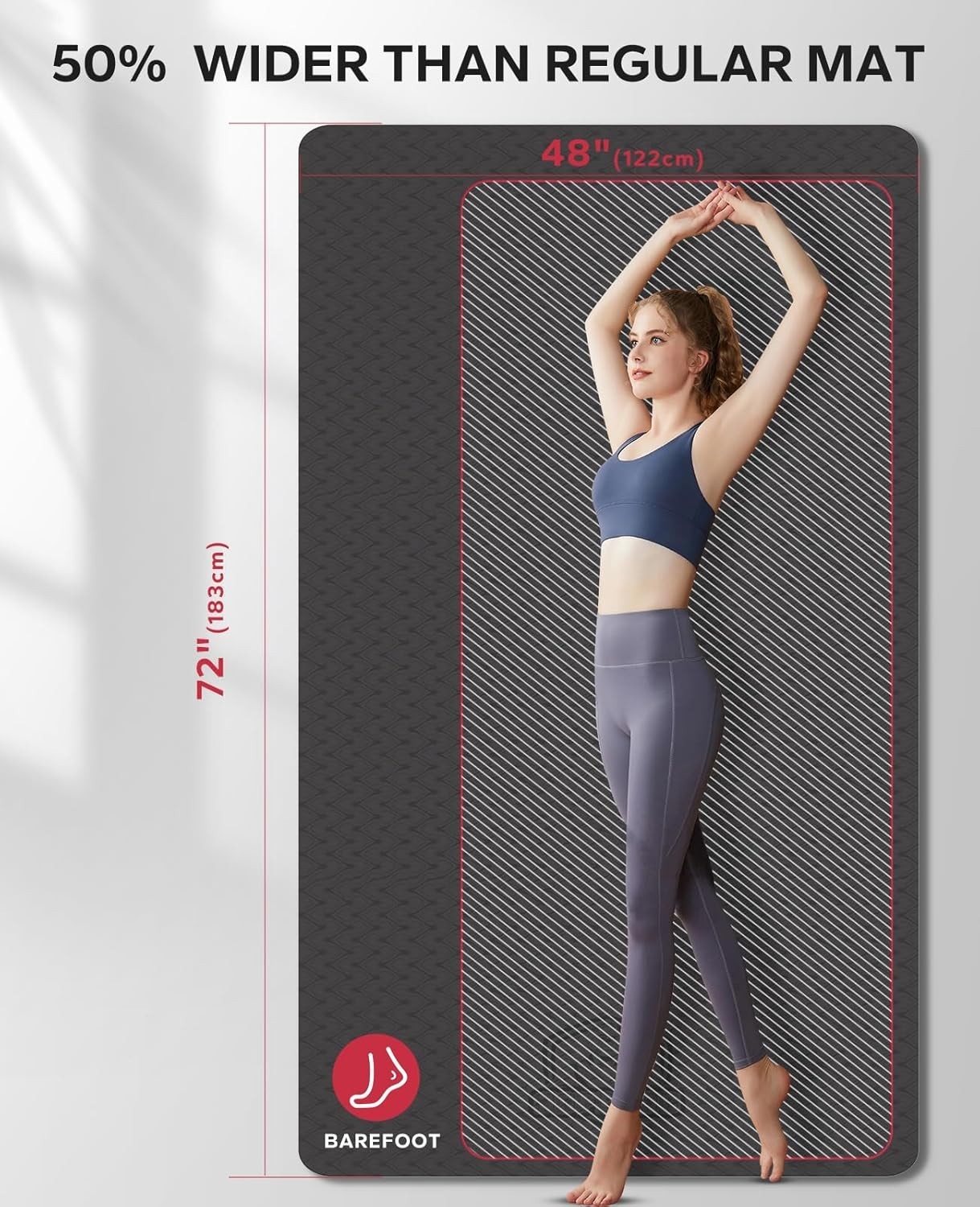 Extra Large Yoga Mat – 72″x48″/78″x54″, 1/4″ & 1/3″ Thick, Non-Slip, Durable,…