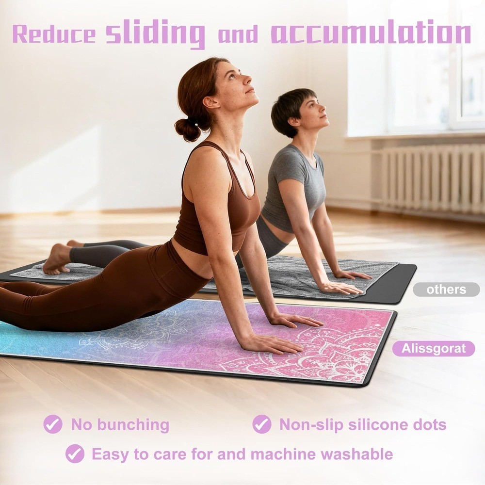Yoga Towel,Absorbent Yoga Mat Towel for Hot Yoga Non Slip,Stylish Prints,Ideal