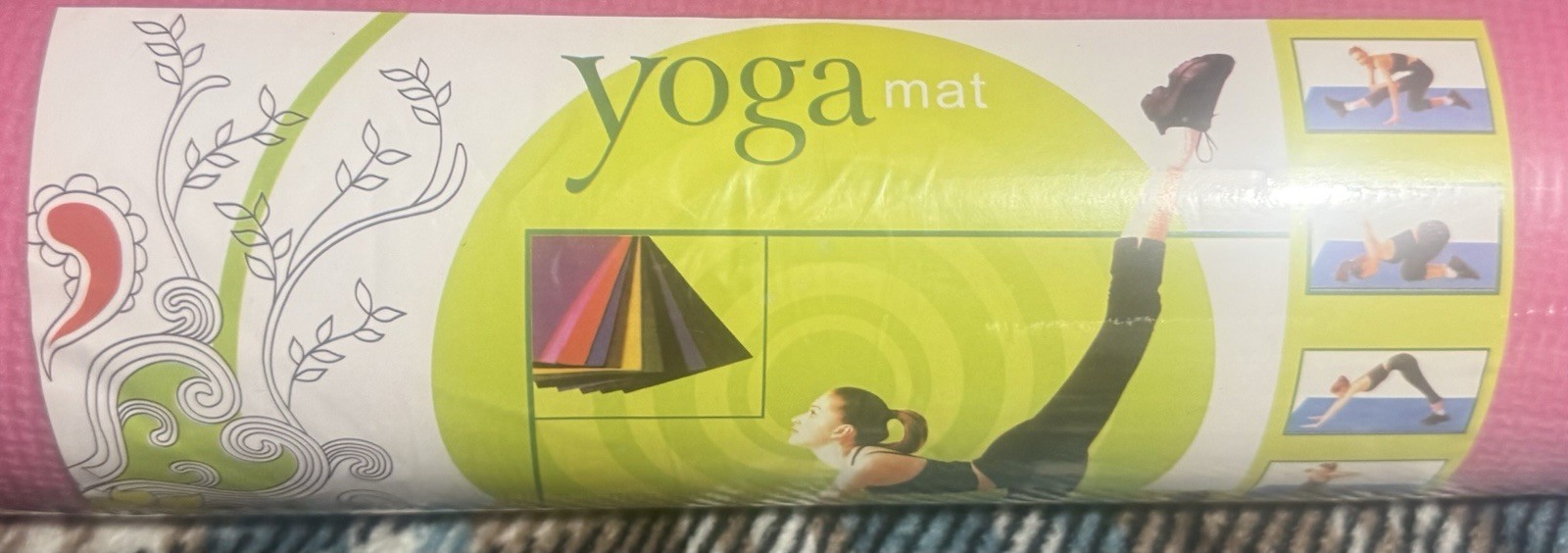 Pink Non Slip Yoga Mat 68×24 Water Resistant Exercise Mat with Carry Strap
