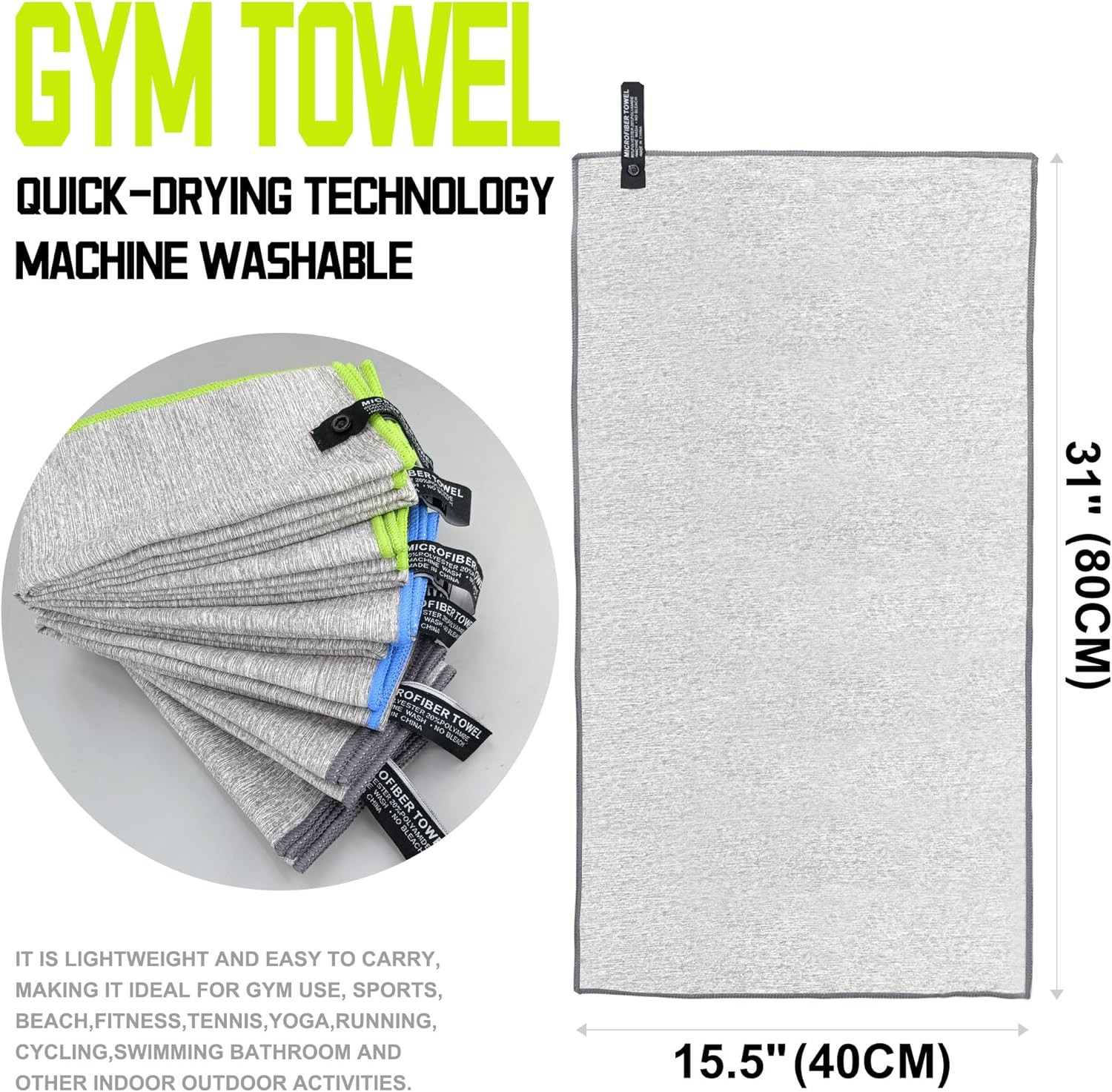 6 Pack Microfiber Gym Towels for Working Fast Drying Workout Accessories