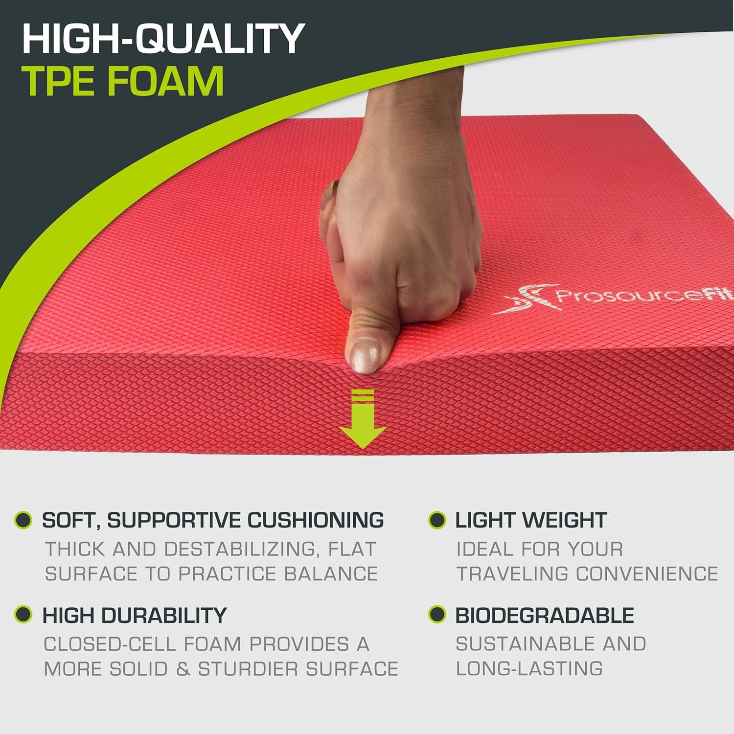 ProsourceFit Exercise Balance Pad Non-Slip Foam Mat Knee Pad