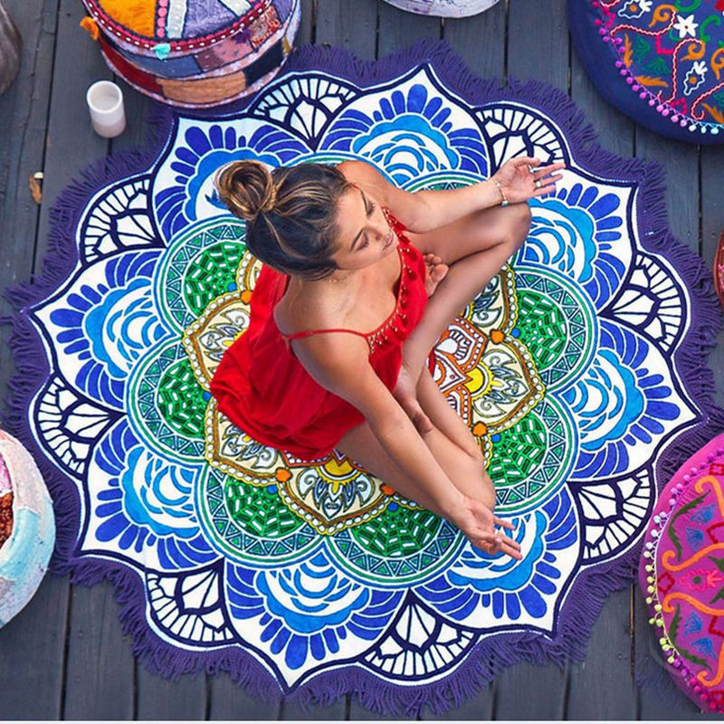 Polygon Printing Tassel round Bath Towel Yoga Mat