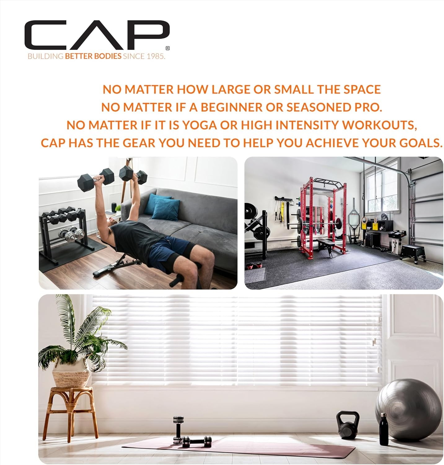 CAP Barbell 1/2-Inch High Density Exercise Yoga Mat with Strap | Multiple Option