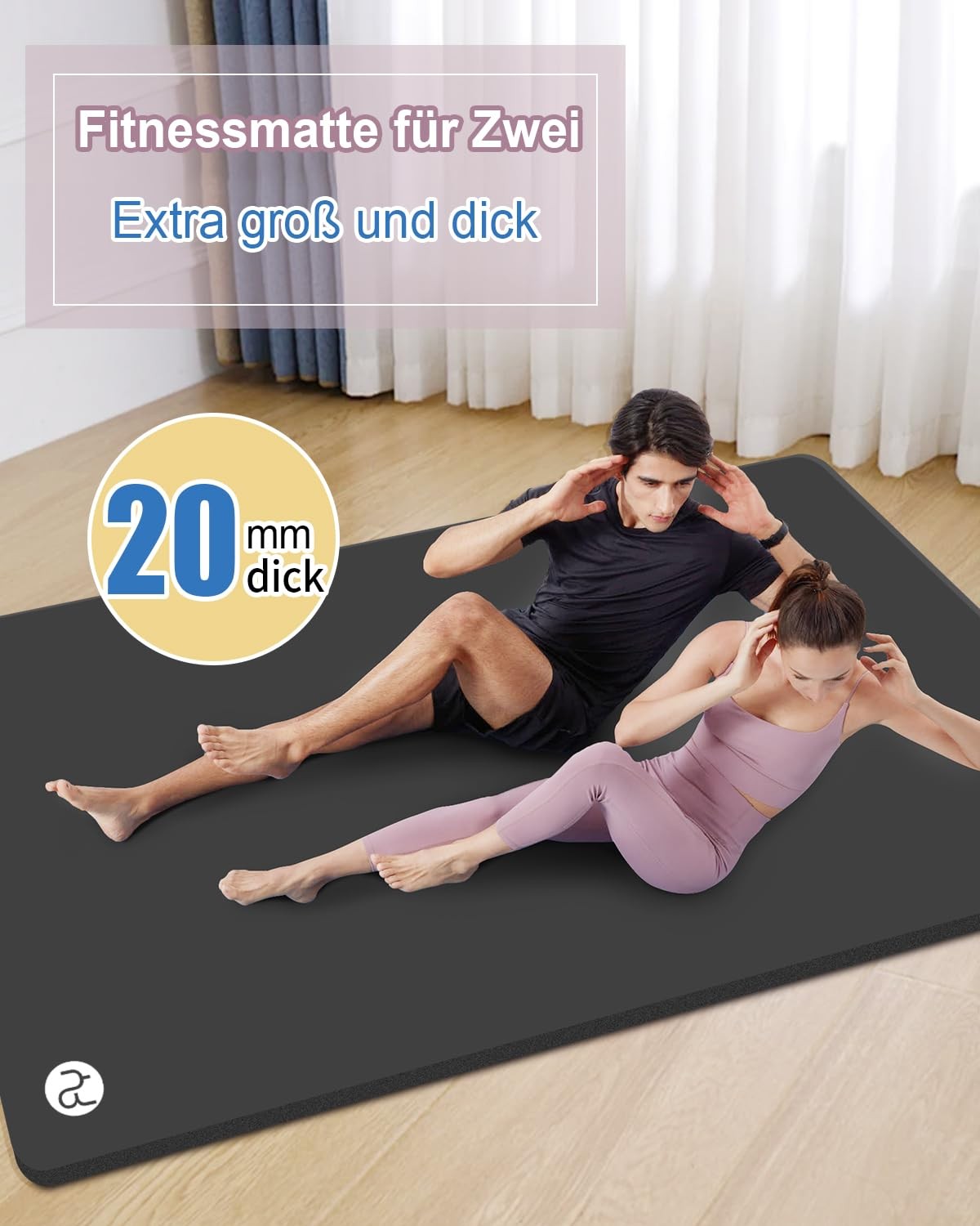 Yoga Mat XXL 200×130×2cm Fitness Mat Extra Large Wide Sports Mat NBR Extrad…