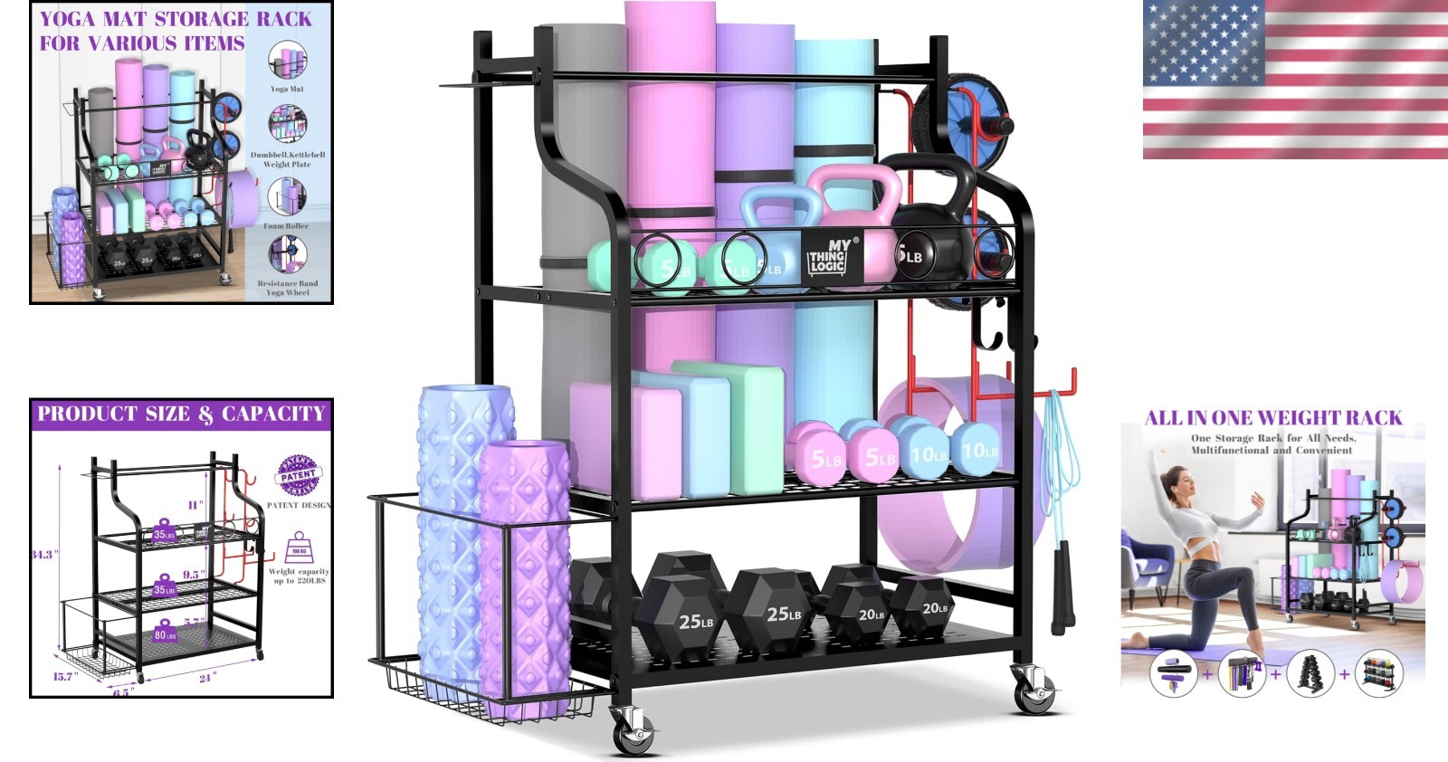 Multifunctional Workout Equipment Storage Rack
