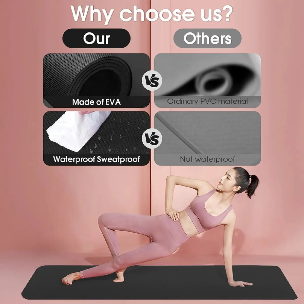 4MM EVA Yoga Mat Anti-Slip Fitness Exercise Mat for Yoga Pilates Gym Workout