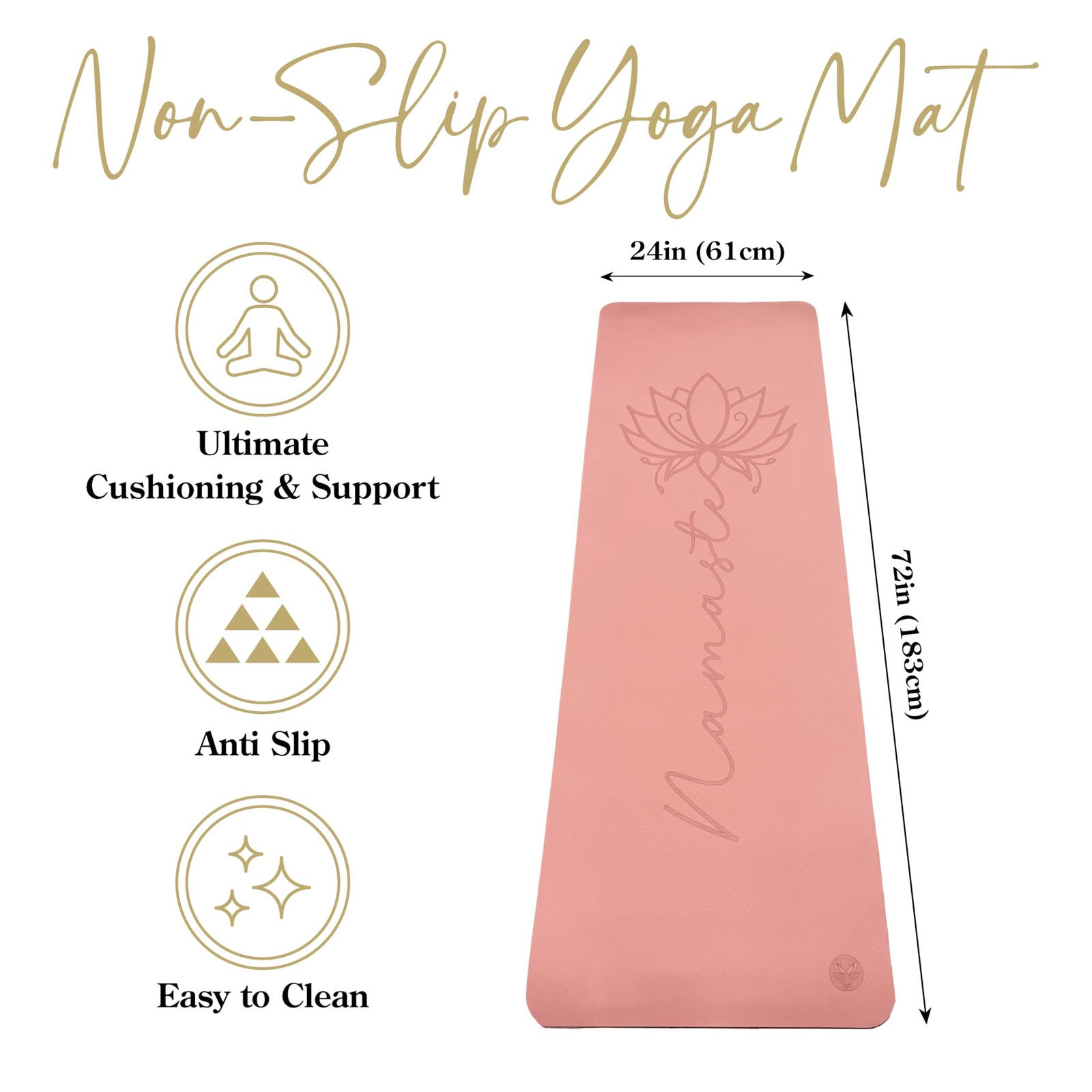 Non Slip Yoga Mat 6mm Thick, TPE Yoga Mat with a Carrying Strap, Home Workout…