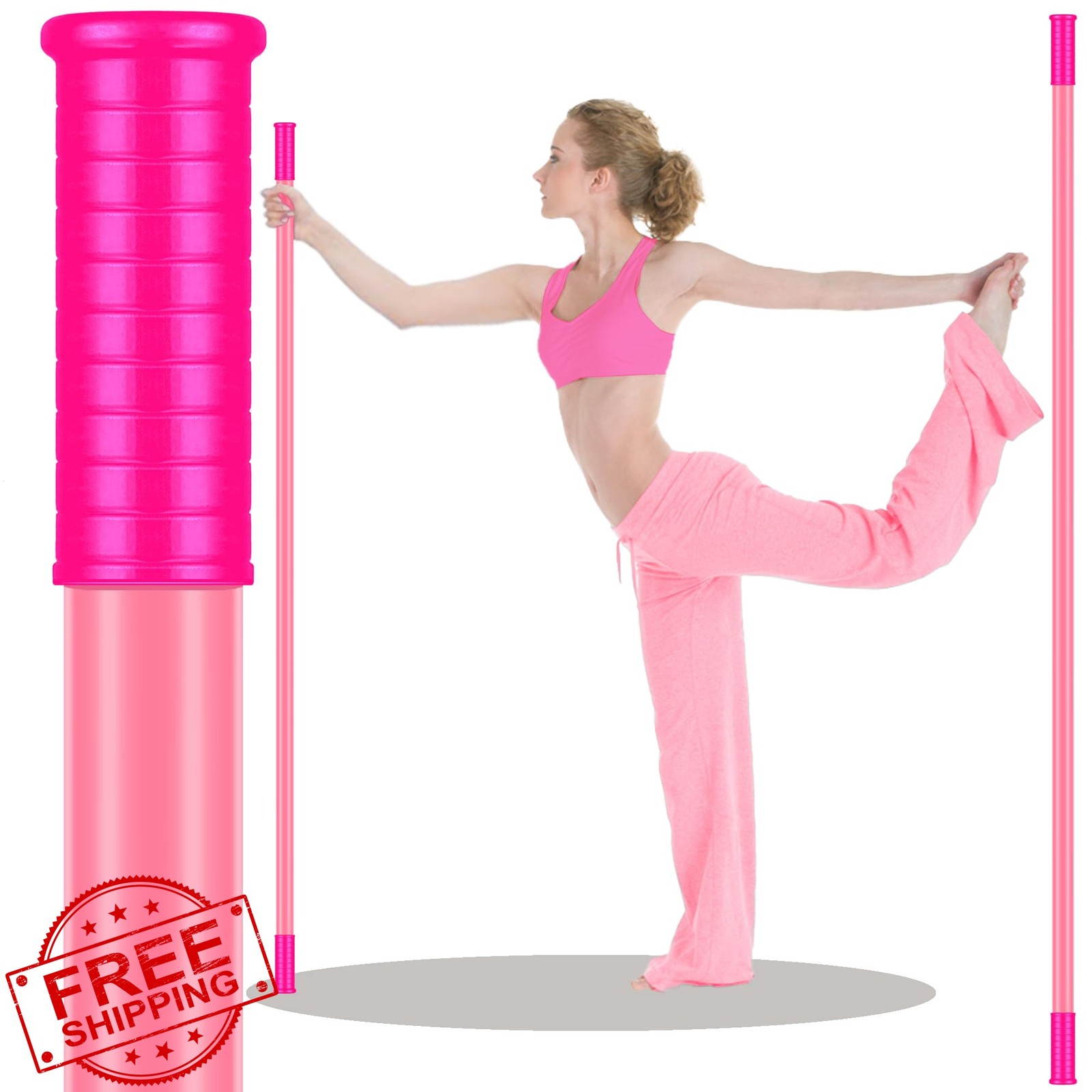 OneTopTwo Bamboo Yoga Stick All Pink 5ft