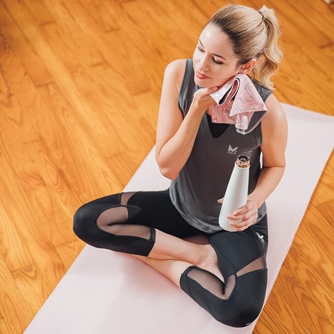 NEW COMBO Mat Towel + 2 hand Towels! MISSION VaporActive Yoga – Strawberry Cream