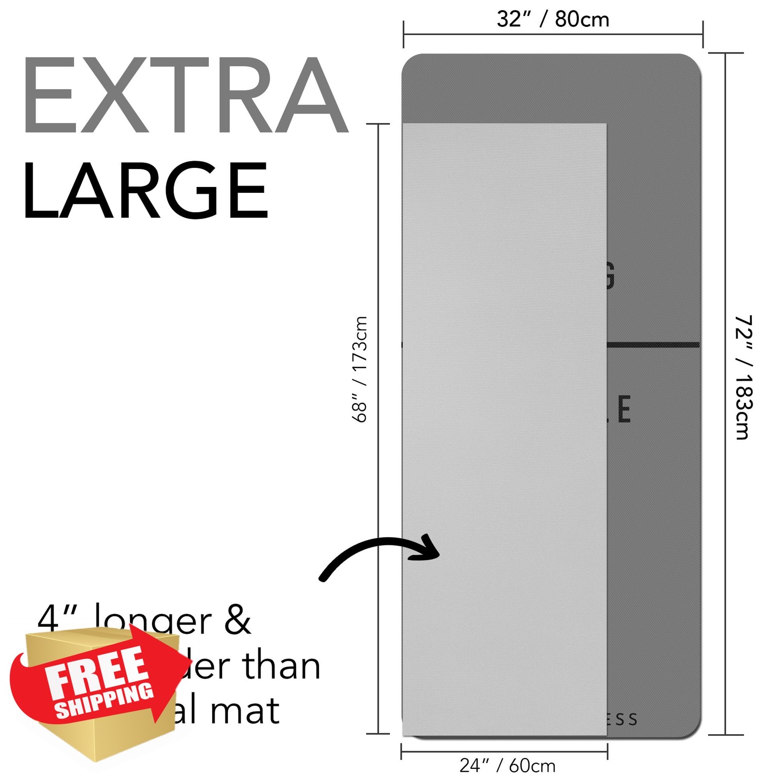 Karma Fitness TPE Yoga Mat Grey Printed 72″x32″