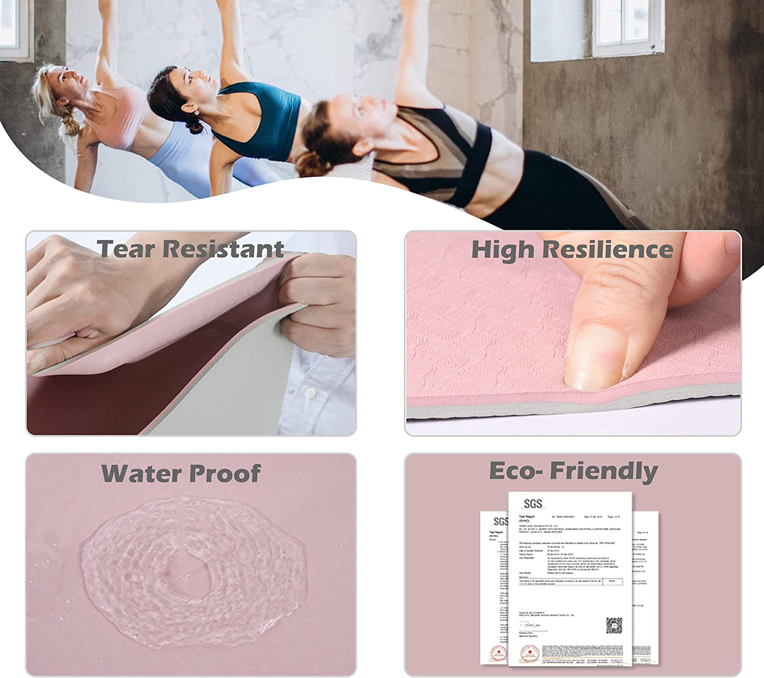 Yoga Mat Extra Thick 1/3” & 2/5″ Non Slip Yoga Mats for Women Eco Friendly TPE