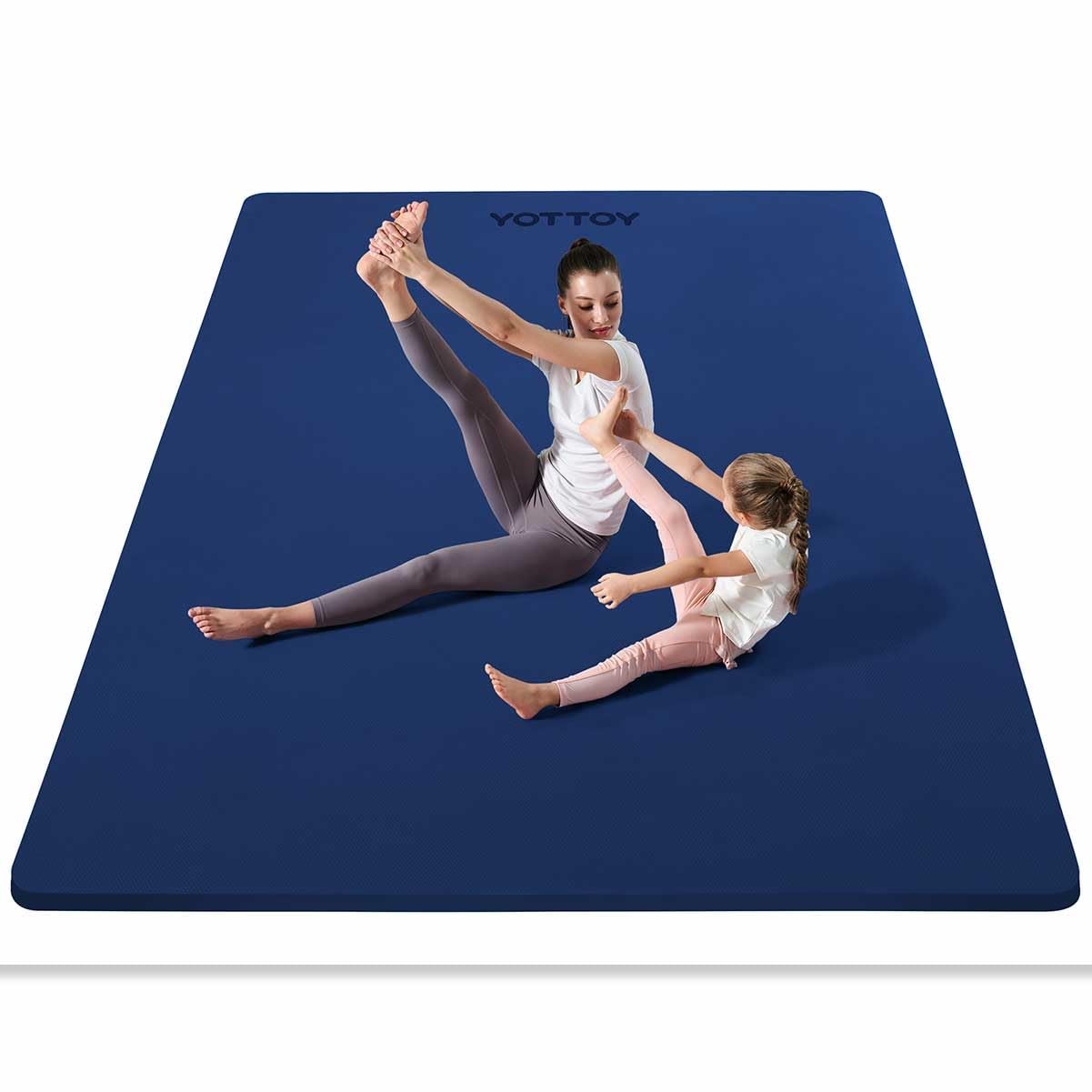 YOTTOY Large Yoga Mat (75 * 52 * 1/2inch),Extra Wide TPE 75*52*1/2inch, Blue