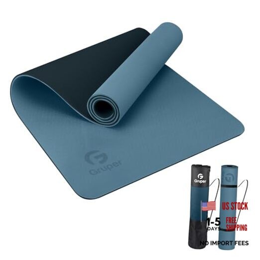Yoga Mat Non Slip, Eco Friendly Fitness 0.24*24*72 Inches Grey Blue / Black