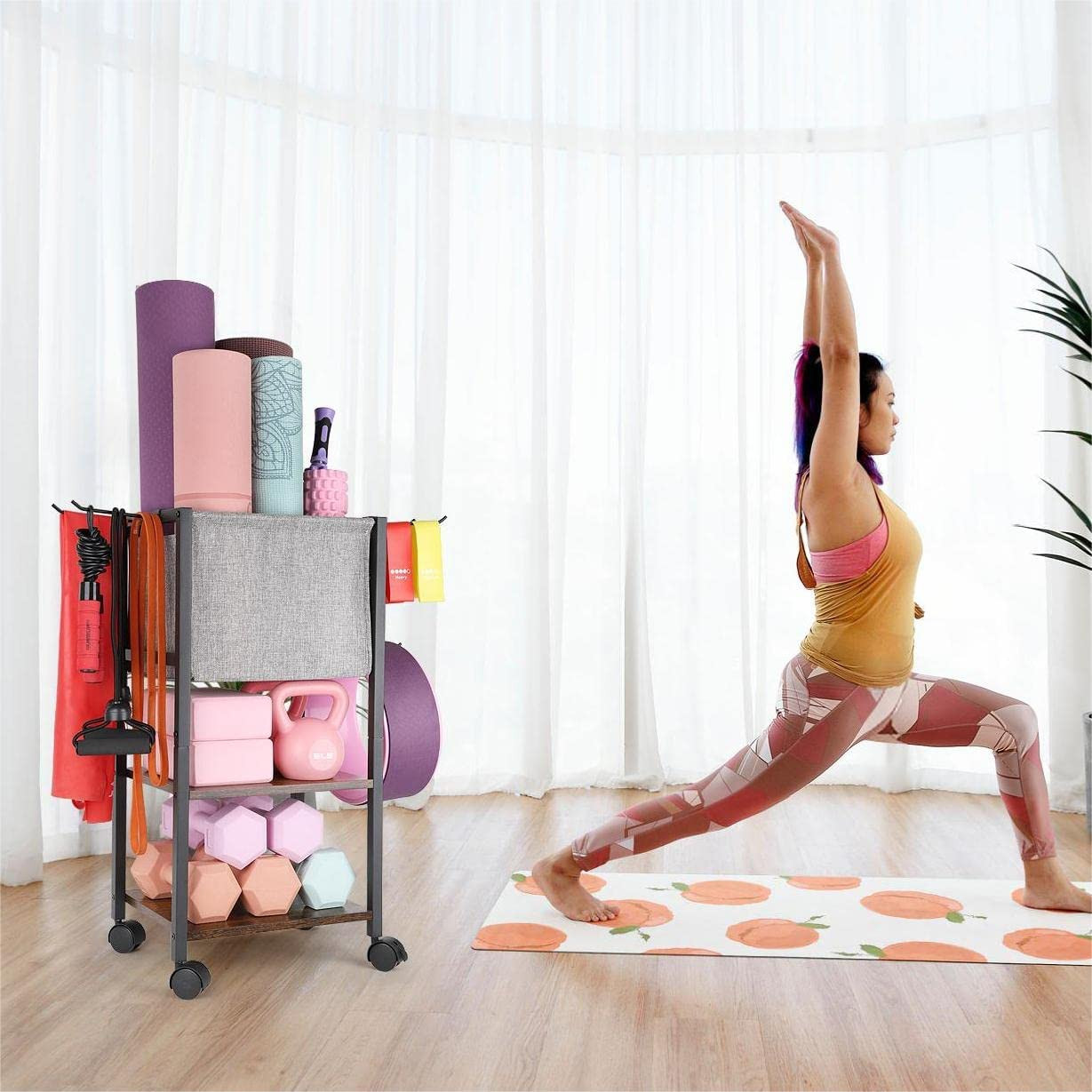 Yoga Mat Storage Rack – Home Gym Organizer for Dumbbells, Kettlebells, and Gym A